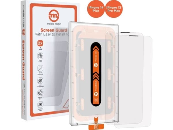 MOBILE ORIGIN skyddsglas med applikator iPhone 14 Plus / 13 Pro Max, 2 st