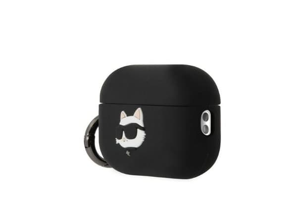 Karl Lagerfeld KLAP2RUNCHK AirPods Pro 2-etsui sort/sort silikon Choupette-hode 3D