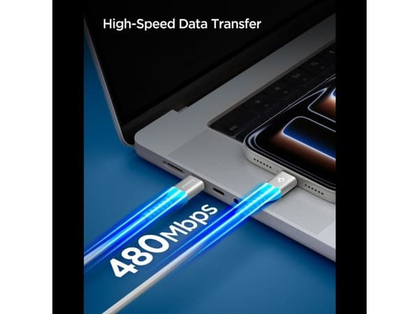 Spigen EB10010CCA Essential, 1 m, USB C, USB C, USB 2.0, 0,48 Gbit/s, Vit