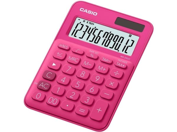 Casio MS-20UC - Skrivbordskalkylator - 12 siffror - solcellspanel, batteri - röd