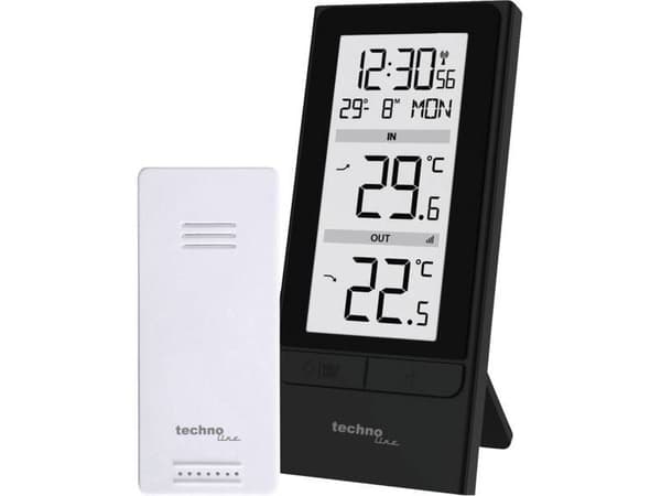Technoline WS 9787, Svart, Inomhustermometer, Utomhustermometer, Termometer, Batteri, 65 mm, 19 mm