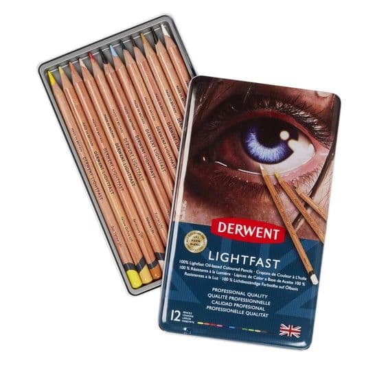 Derwent Lightfast 12 stk tin, oliebaseret farveblyant