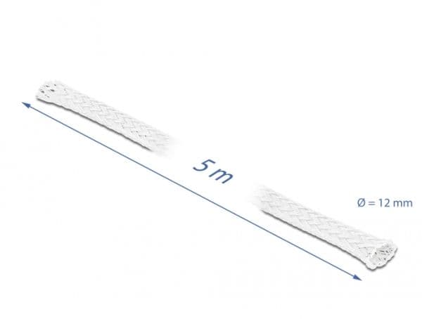 Delock Braided Sleeving stretchable - Utvidgningsbart inflätat kabelfodral - 5 m - vit