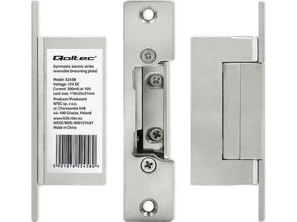 Qoltec - Electric strike - elektronisk - fail unlocked - silver