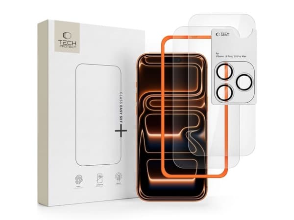 Tech-Protect SZKLO HARTOWANE TECH-PROTECT EASY SET+ 3-PACK IPHONE 18 PRO MAX CLEAR