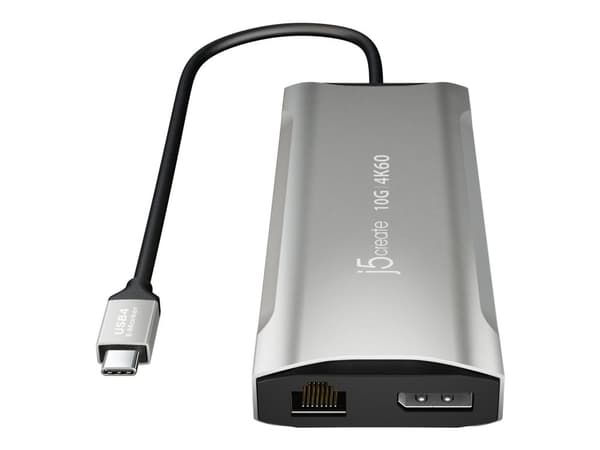 j5create JCD397-N - Mini-dockningsenhet - USB-C / USB4 / Thunderbolt 3 / Thunderbolt 4 - 2 x HDMI, DP - 1GbE