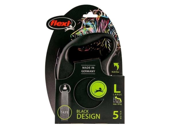 flexi Black Design L band 5 m, 50 kg, sort