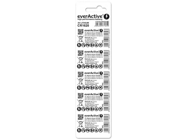 Everactive CR16205BL, Engangsbatteri, CR1620, Lithium, 3 V, 5 stykker, 10 år