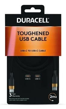 Duracell DRU5020A, 2 m, USB-C, USB-C, Sort