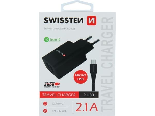Swissten-lader 2x USB-A 2.1 A (22052000)