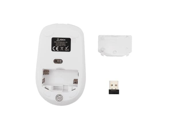 SBOX WM-837W, optisk, USB typ A, 1600 dpi, vit