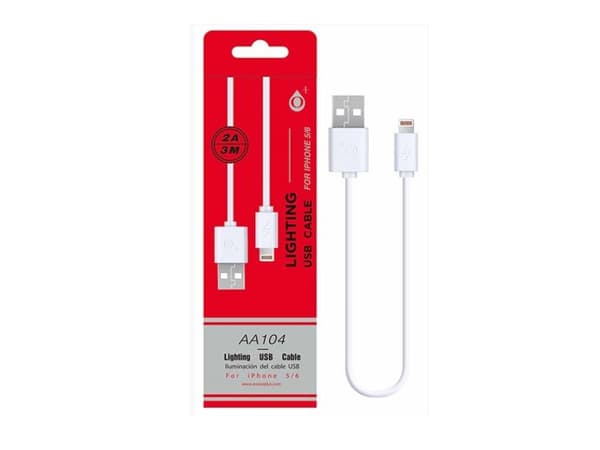 OnePlus kabel till iPhone 5/6 2 Amp - vit - 3 m