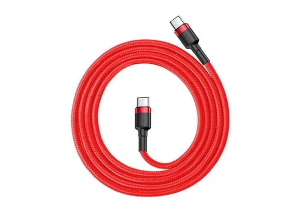 USB-C - USB-C PD-kaapeli Baseus Cafule PD 2.0 QC 3.0 60W 1m (punainen)