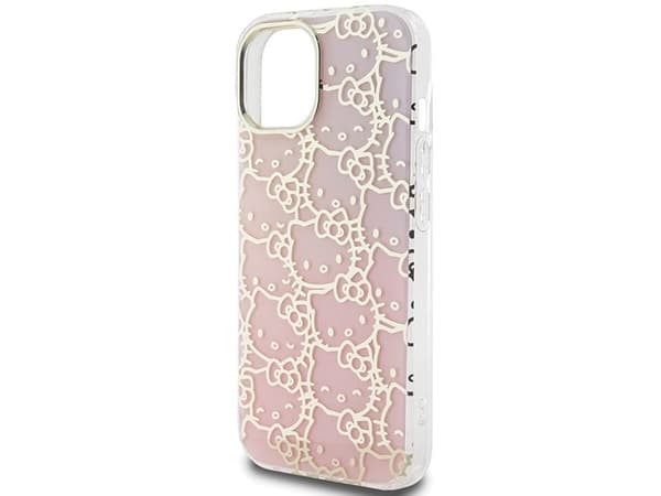 Hello Kitty hardcase til iPhone 15/14/13 6,1" rosa/rosa IML Gradient Electrop Crowded Kitty Head