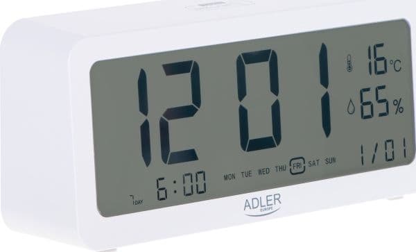 Adler AD 1195w batteriklocka - vit