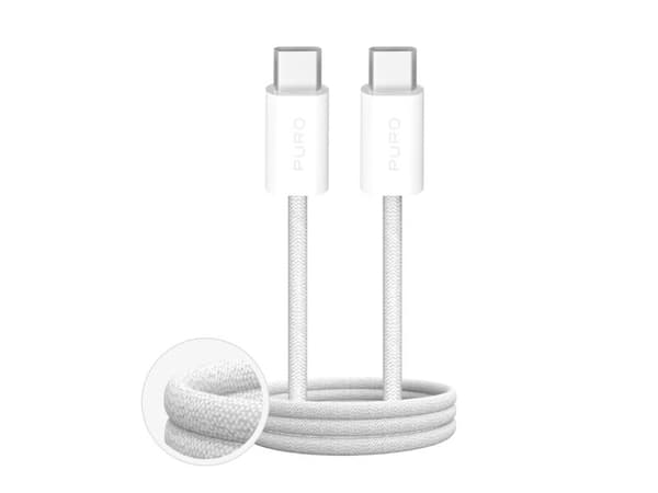 Puro Fabrik 4 100W flätad USB-C - USB-C kabel 2m - vit