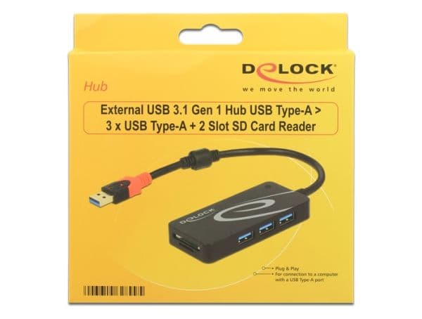 Delock - Hub - 3 x USB 3.1 Gen 1 - stasjonær