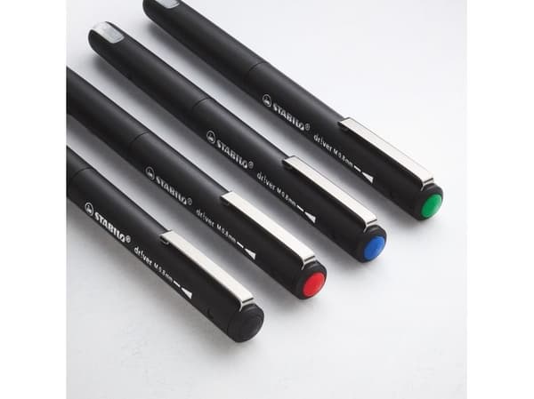 STABILO dr!ver, Rød, Medium, Sort, Vann-basert blekk, 0,8 mm, Metall