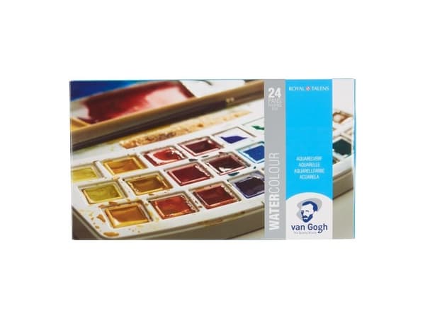 Van Gogh Water Colour Plastic Case Set with 24 Colours in Half Pans