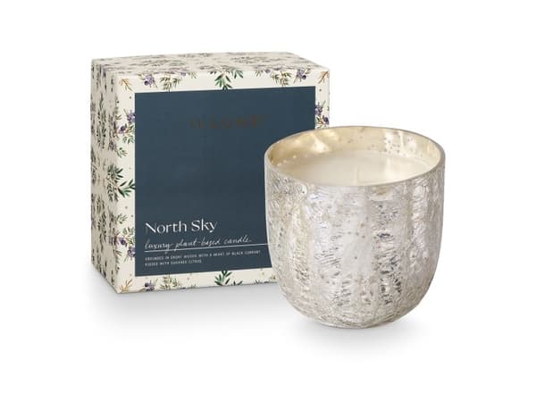 ILLUME North Sky crackle glaskljus doftljus, silver