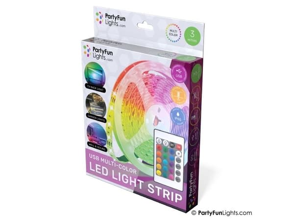 USB LED-lyslist 3 m inkl. fjernkontroll