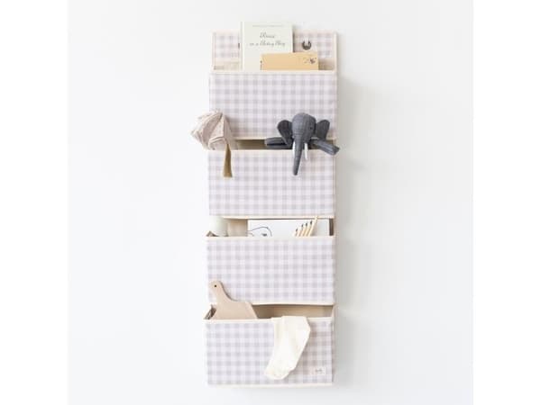 3 Sprouts dörrupphäng med fickor, gingham beige