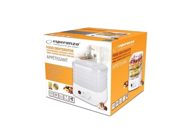 Esperanza EKD004 dehydrator för mat, transparent/vit 250 W