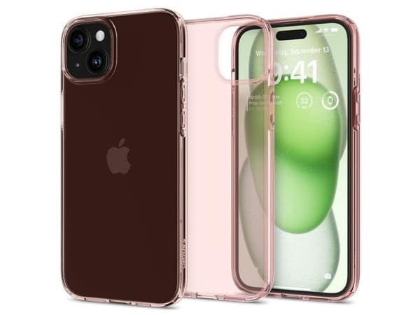 Spigen Crystal Flex-deksel til iPhone 15 Plus - rosa/transparent