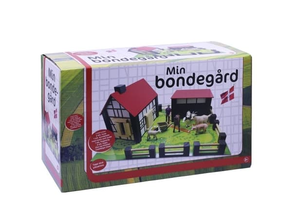 Bondegård m/hegn og flag