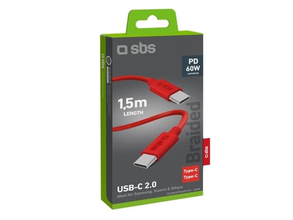 SBS TECABLETISSUETCCB, 1,5 m, USB C, USB C, USB 2.0, 0,48 Gbit/s, punainen