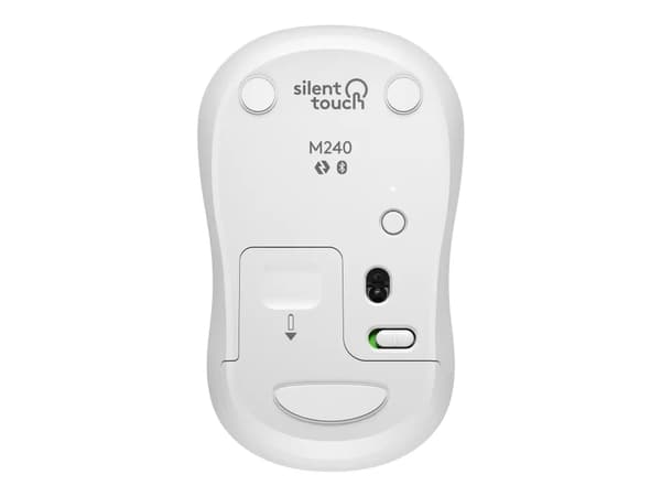 Logitech M240 Silent, Molempikätinen, RF Wireless + Bluetooth, 4000 DPI, Valkoinen