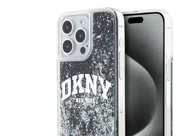 DKNY Liquid Glitter Big Logo iPhone 14 Pro Max Case - Black