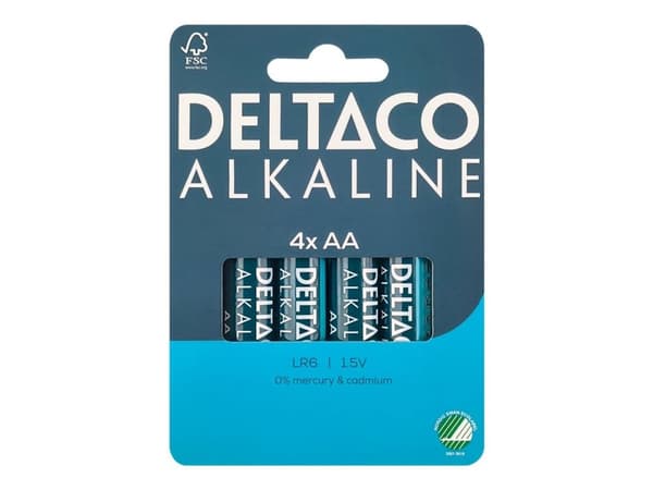 DELTACO - Batteri 4 x AA / LR6 - Alkalisk - 2800 mAh