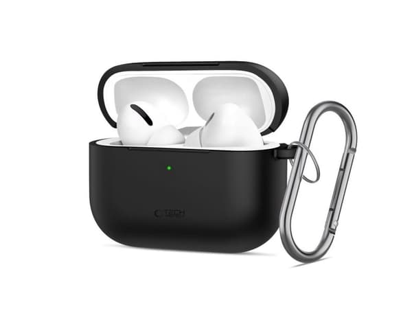 4Kom Case Tech-Protect silikonikoukku Apple AirPods Pro 3:lle Musta