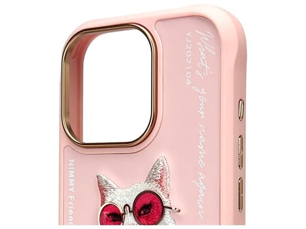 Nimmy Glasses Cool Cat-deksel til iPhone 16 Pro - rosa
