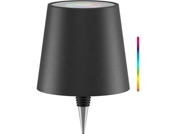 Trådløs LED-flaskelampe, RGBW, sort