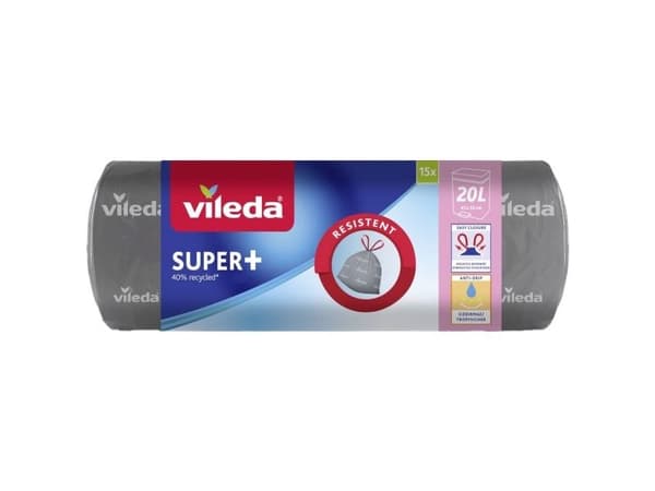 Vileda SUPER+ søppelsekker 20 l 171963 (15 stk.)