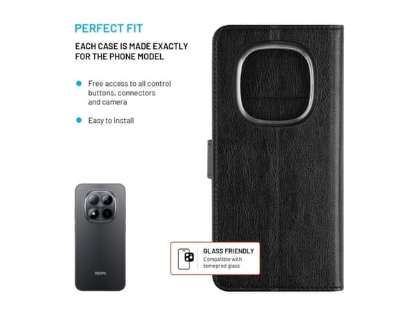 FIXED Opus, Folio-kotelo, Xiaomi, Redmi Note 15 Pro 5G, 17,2 cm (6.77"), musta