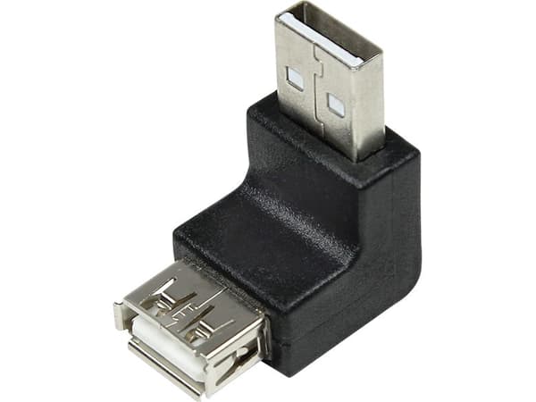 LogiLink - USB-adapteri - USB (han) til USB (hun) - USB 2.0 - 90° stikforbindelse, formet - sort