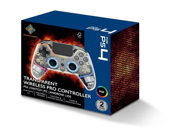DELTACO Playstation 4 transparenter Wireless Controller