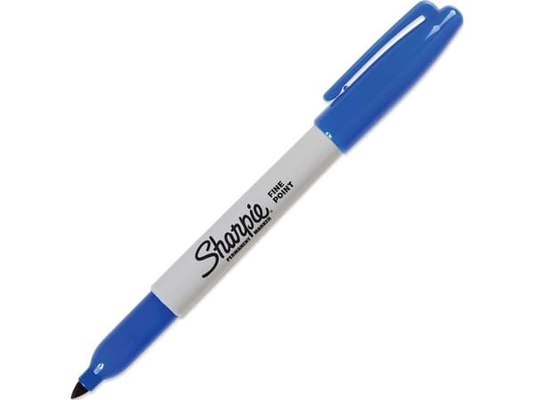 Permanentmarker sharpie, fin, rund, blå