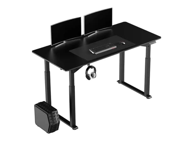 Ultradesk Uplift, Rett, Rektangulær form, Stål, Spilling, Sort, Sort