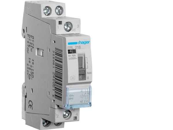 Kontaktor 16A 1 slutte + 1 bryde 12V AC, 1M, ERL218