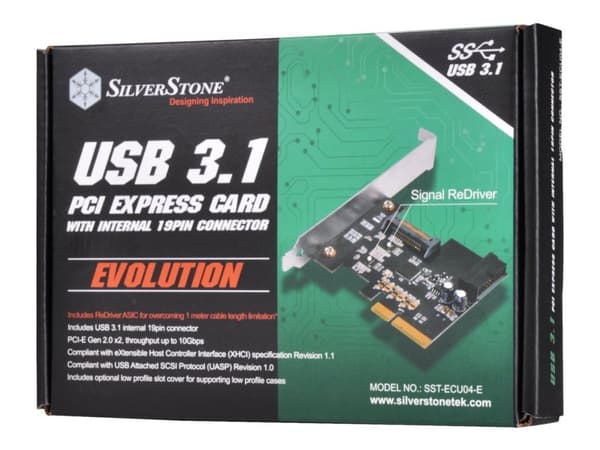SilverStone ECU04-E - USB-adapter - PCIe 2.0 x2 lavprofil - USB 3.1