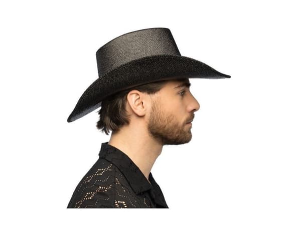 Sort Cowboyhat, metallic