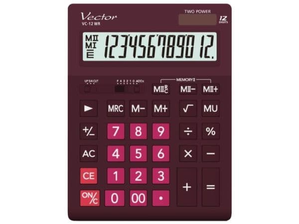 Vector Vector KAV VC-12 WR Calculator | Office | 12-digit | Burgundy