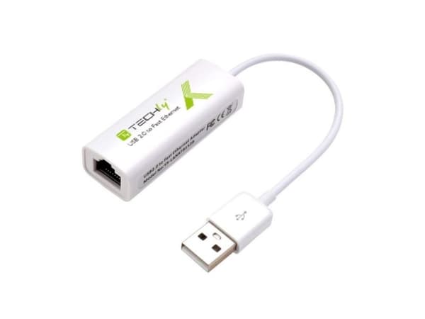 Techly IDATA ADAP-USB2TY2, Langallinen, USB, Ethernet, 100 Mbit/s, Valkoinen