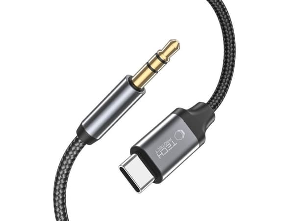 Tech-Protect UltraBoost USB-C til 3,5 mm mini jack-kabel 1 m - svart