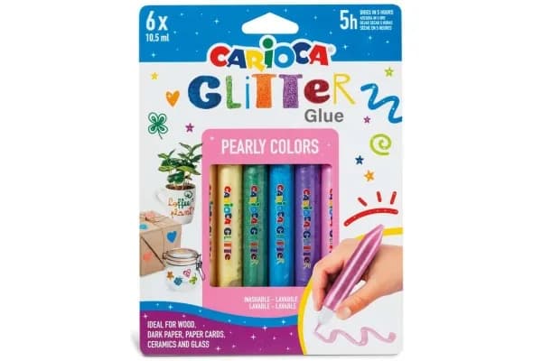 Glitterlim 10,5 ml perlemor, 6 stk assortert