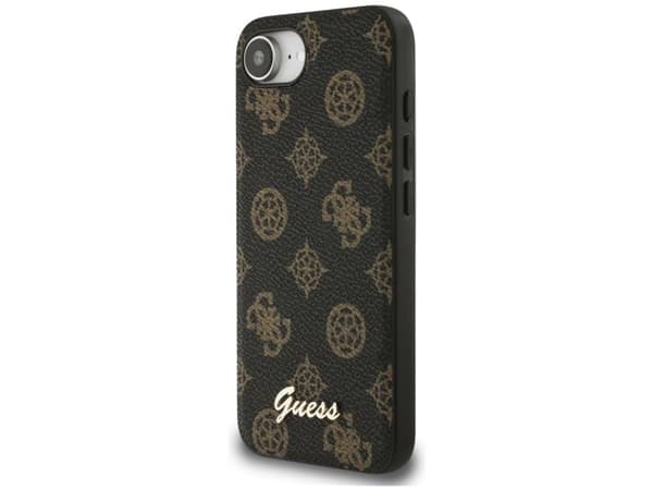 Guess Peony Script Logo MagSafe iPhone 16e Dėklas Juodas